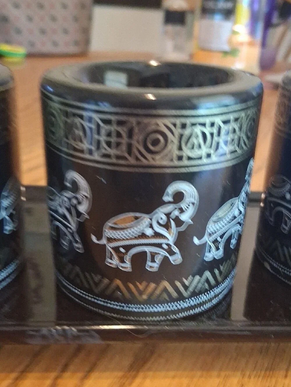 Black Elephant Accent Tea Light Holder Set - 3-Piece